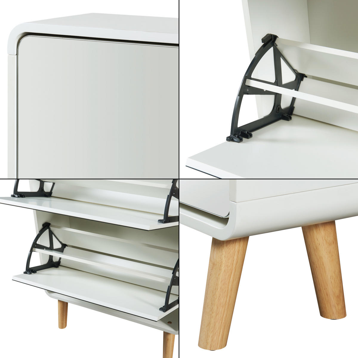 SCHUHKIPPER Aure - Weiß, Glas/Holz (63/134/23.5cm) - [en.casa]