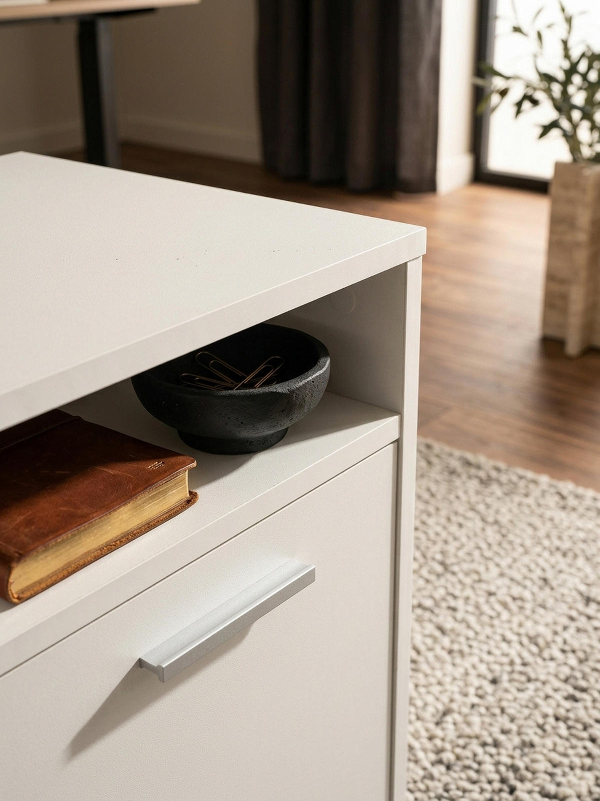 ROLLCONTAINER 2 Türfächer Ablage Rollen Mit Bremsen OSSOLA, Weiß 33x38x60 cm - Schwarz/Weiß, Holz/Kunststoff (33/60/38cm) - KADIMA DESIGN