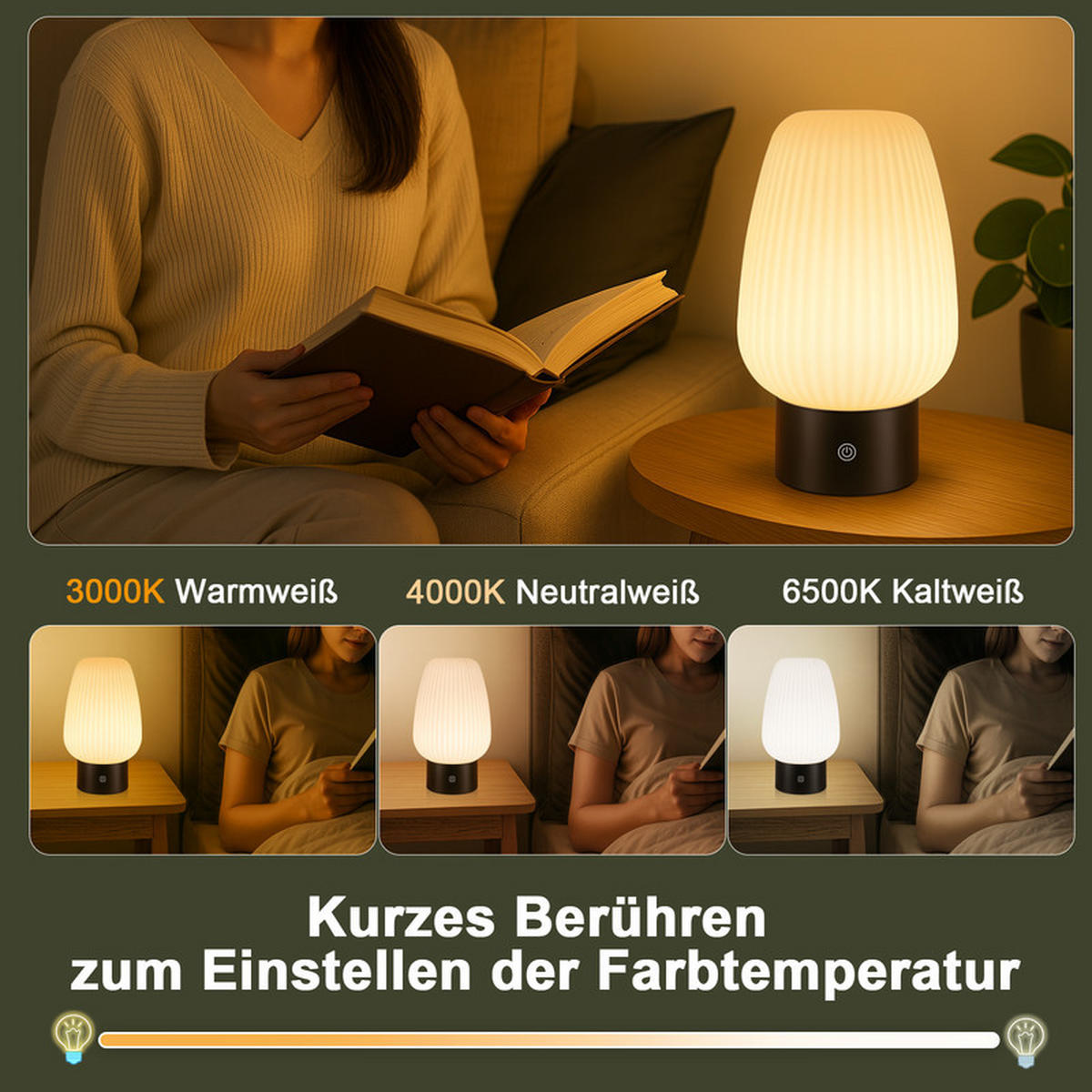 LED-TISCHLEUCHTE BUCKLEY Ⅲ 21/13/9 cm - Weiß, Glas (21/13/9cm) - Nettlife