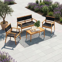 LOUNGEGARNITUR Enrica Schwarz/Akazie Rope - Schwarz, Holz - Bessagi Garden