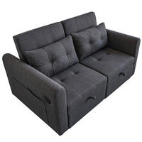 SCHLAFSOFA 142/85/83 cm Grau mit USB, Armlehnentaschen und Kissen - Grau, Textil (142/83/85cm) - Oxeza