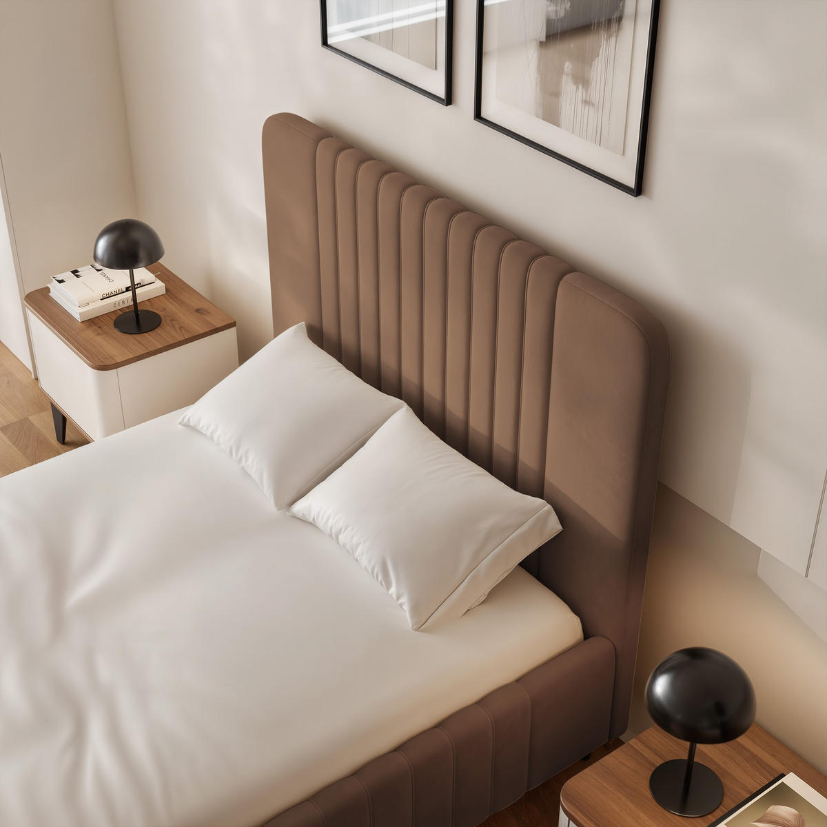 POLSTERBETT BELLAGIO 160/200 cm auf Füßen, ohne Bettkasten, Braun - Braun, Textil/Metall (160/200cm) - Idohome