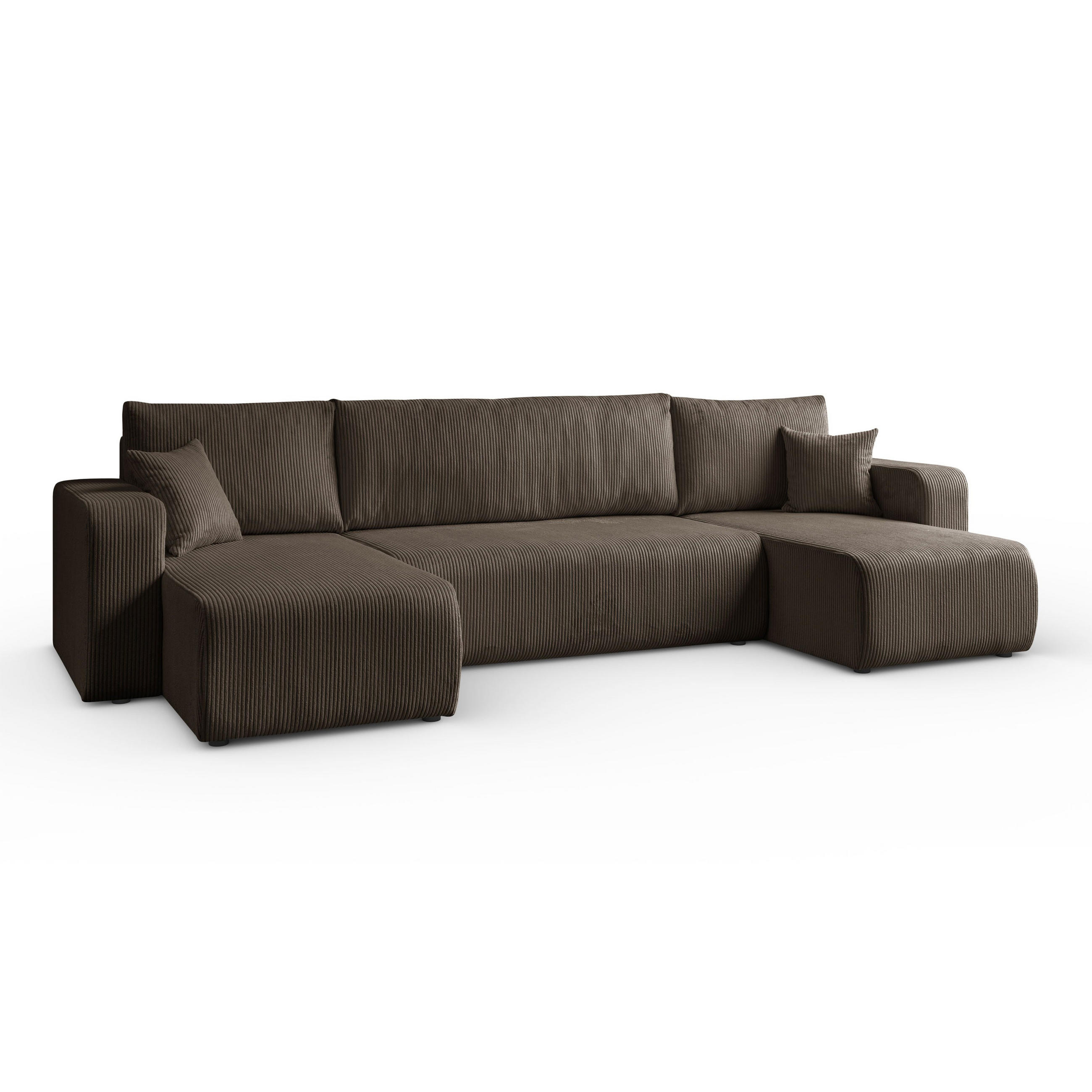 ECKSOFA PRESTIGE U mit Schlaffunktion, Poso 06 - Braun, Textil (317/83/143cm) - Lookway