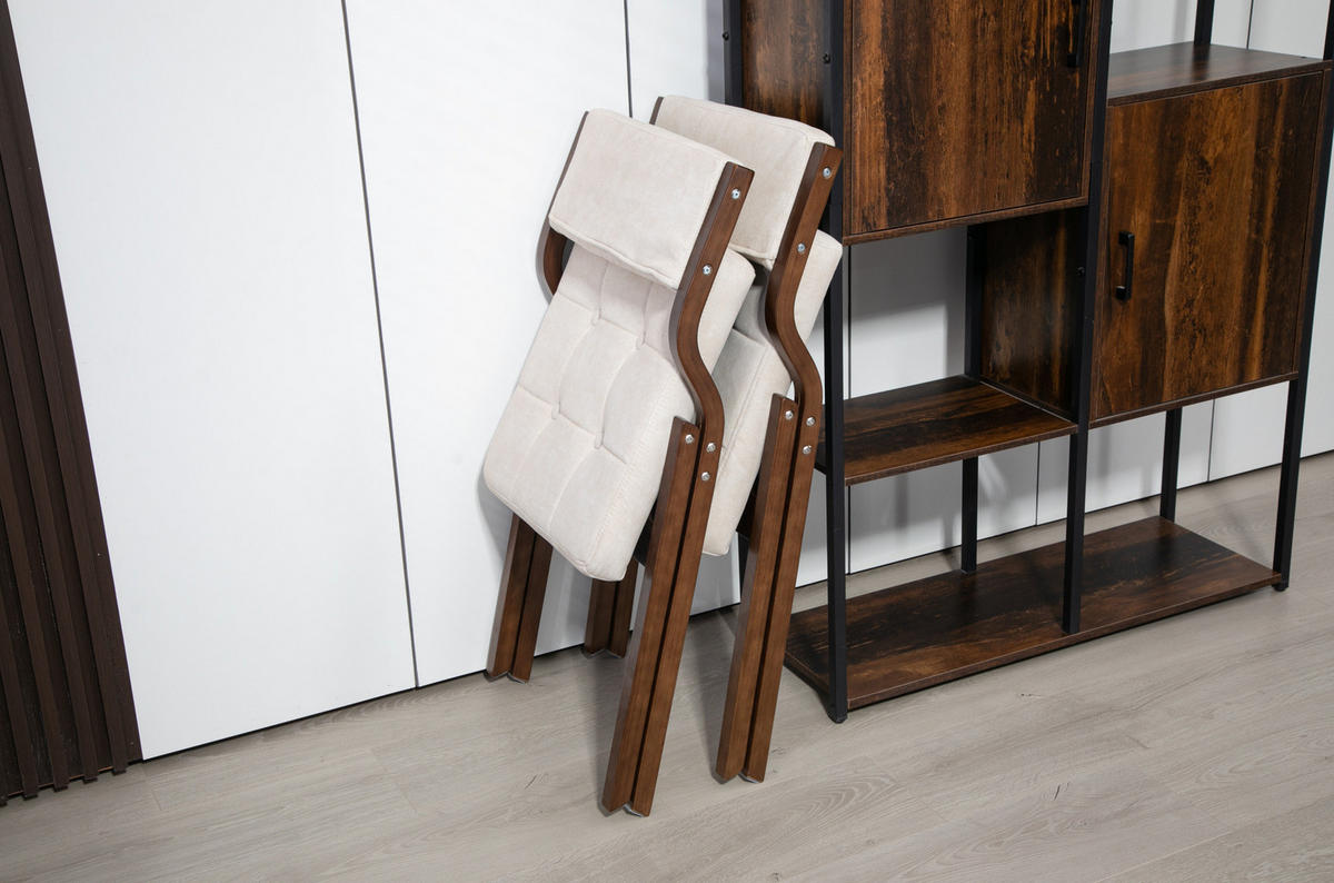 FALTSTUHL 2er-Set Creme mit gepolstertem Sitz und Rückenlehne - Creme, Holz (48/77/61cm) - MIVRAY