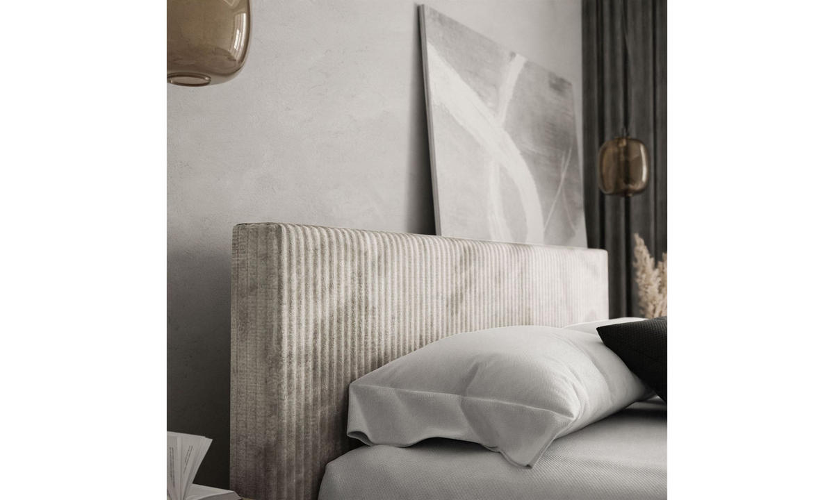 POLSTERBETT TILIA 140x200 cm Tilia 03, 34 Holzlatten, Kopfteil 95 cm - Creme, Textil (140/200cm) - Lookway