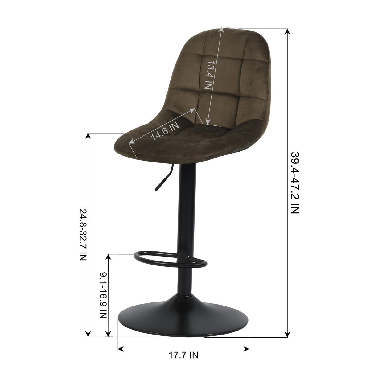 BARHOCKER-SET 2 Stück braun - Braun, Textil/Metall (45/120/45cm) - Urban Meuble