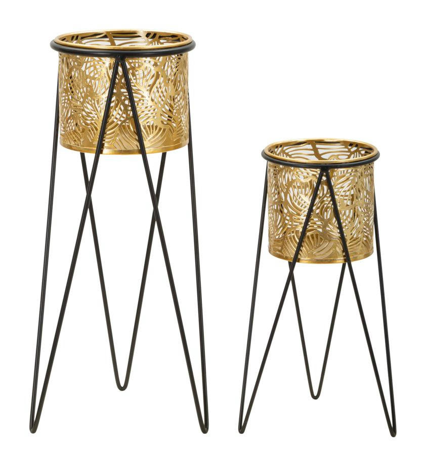 Mauro Ferretti Pflanzenständer Schwarz, Gold 21x46x20 cm
