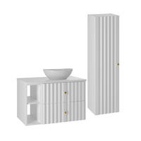 BADMÖBEL 80.6cm Izae 2er-Set Weiß - Weiß, Holzwerkstoff (80.6/52.2/46.5cm) - Petits-meubles