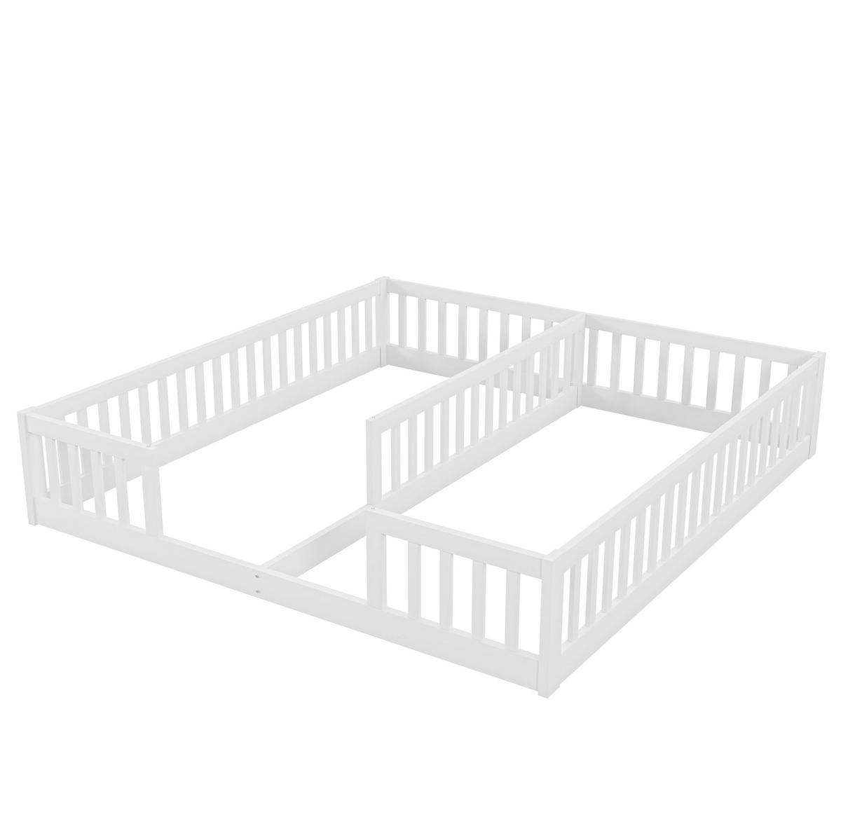 KINDERBETT aus Kiefernholz und MDF 2x 90x200 cm Weiß mit Sicherheitsgitter - Weiß, Holzwerkstoff (90/200cm) - IVMEU