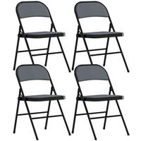 KLAPPSTUHL 4er-Set DE-13357 Rippvelours & Stahlrahmen Grau - Schwarz, Metall (46/78/45cm) - ComfortXL