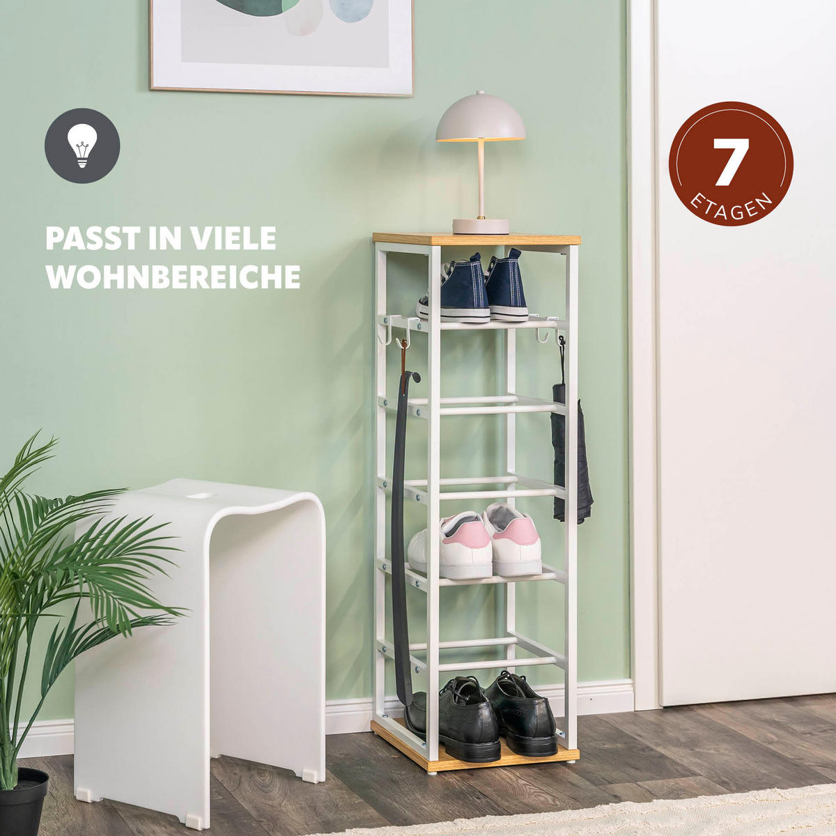 SCHUHREGAL, weiß - Weiß, Metall (28/90.5/28cm) - eluno