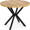 ESSTISCH Valeo runder ausziehbarer, Craft Eiche 120-200/120/76 cm - Eiche Wotan/Schwarz, Holzwerkstoff/Metall (120/120/76cm) - WFL GROUP