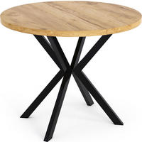 ESSTISCH Valeo runder ausziehbarer, Craft Eiche 120-200/120/76 cm - Eiche Wotan/Schwarz, Holzwerkstoff/Metall (120/120/76cm) - WFL GROUP