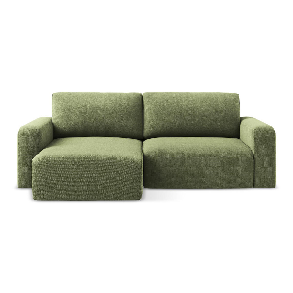 ECKSOFA mit Schlaffunktion links Chenille Stoff Grün - Schwarz/Grau, Kunststoff/Textil (149/244cm) - LaMiaSofa