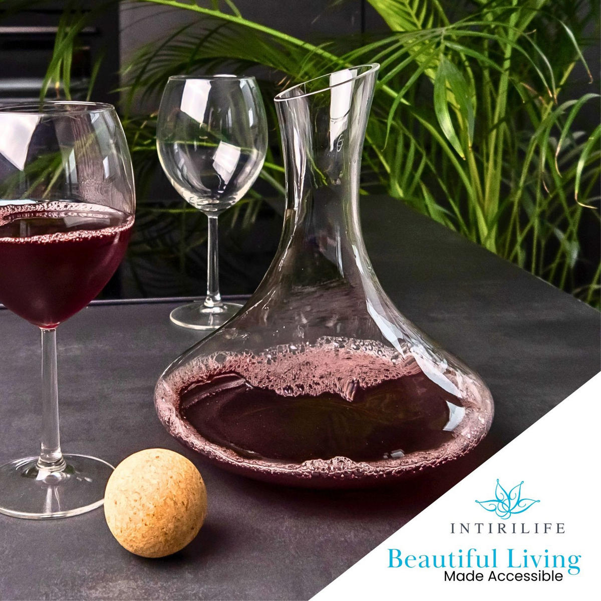 GLAS KARAFFE mit 1.8 Liter für Rotwein - Transparent, Glas (0.75L) - Intirilife
