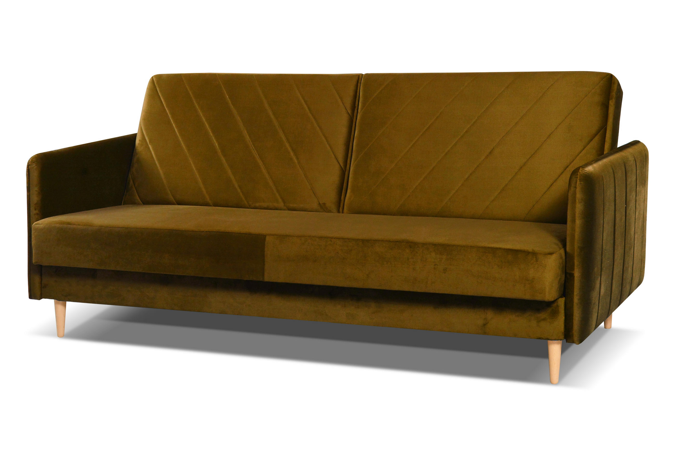SCHLAFSOFA Vesto Honiggelb Velours - Bettkasten - 207x93 cm - Currygelb, Holz/Holzwerkstoff (207/93/93cm) - Ravio