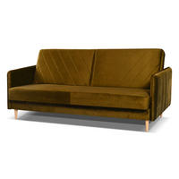 SCHLAFSOFA Vesto Honiggelb Velours - Bettkasten - 207x93 cm - Currygelb, Holz/Holzwerkstoff (207/93/93cm) - Ravio
