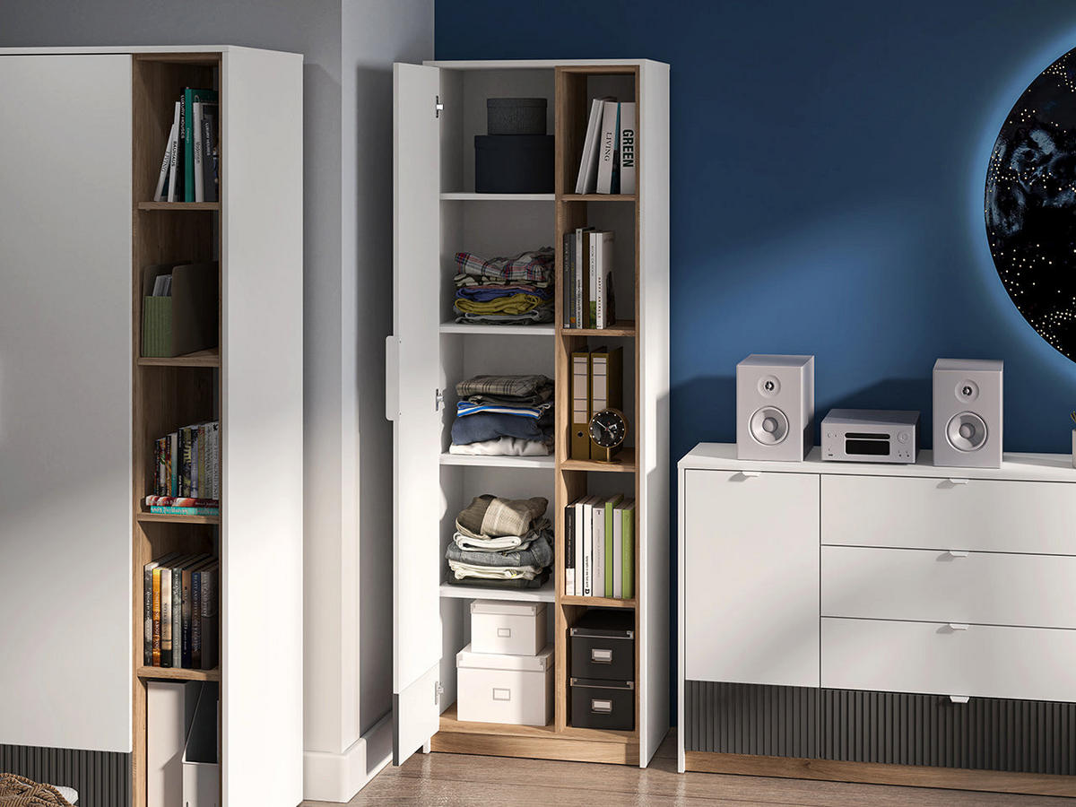 KLEIDERSCHRANK – 64 cm – Torino – Weiß – KS-002 - Weiß, Holzwerkstoff (64/196/40cm) - hi-markt
