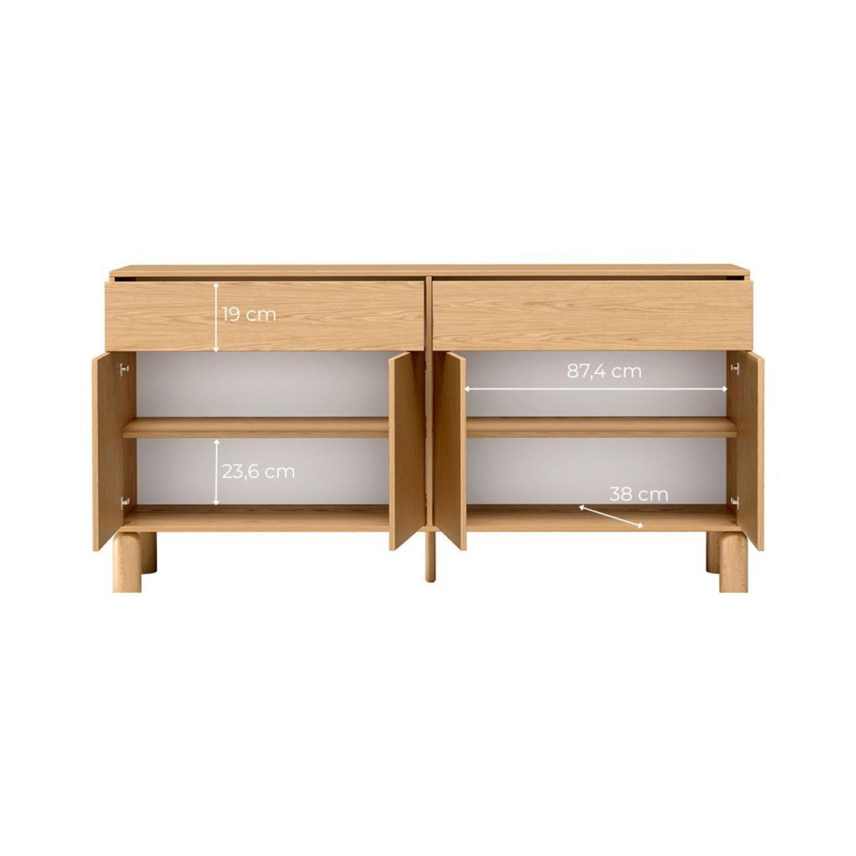 KOMMODE Sanden SN-1 180 x 91,6 x 40,6 cm Eiche Bookmatch - Eichefarben, Holz/Holzwerkstoff (180/91.6/40.6cm) - Koseto