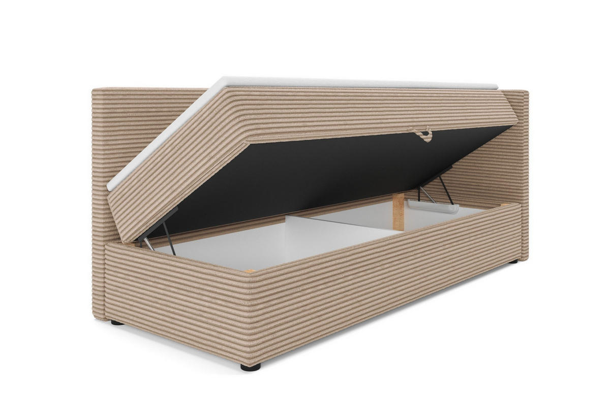 BOXBETT ROBERTO 100/200 in Cord Beige H4 rechts - Beige, Holz/Holzwerkstoff (100/200cm) - Deine Möbel 24