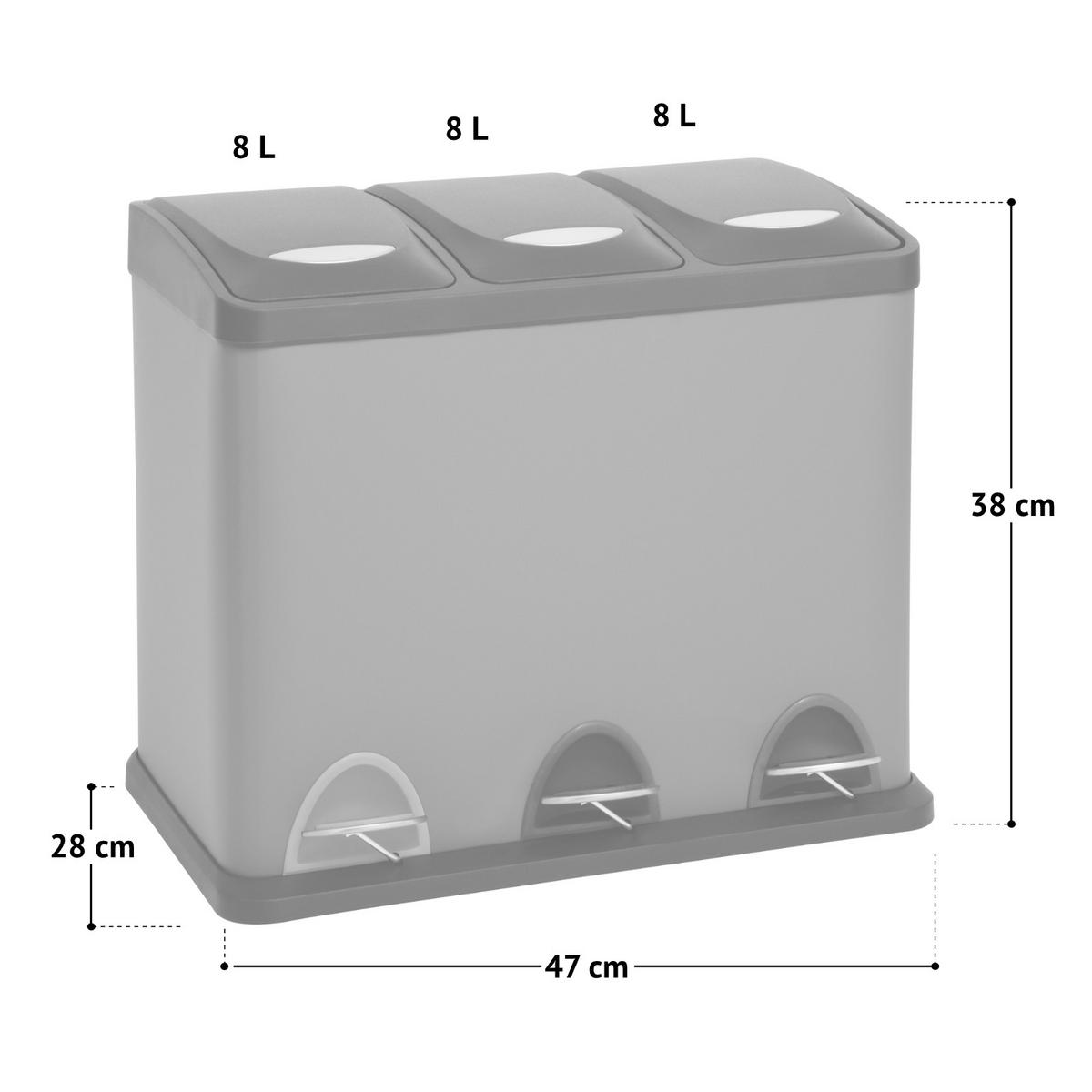TRETMÜLLEIMER TC3X8 - Grau, Metall (47/38/28cm) - SVITA