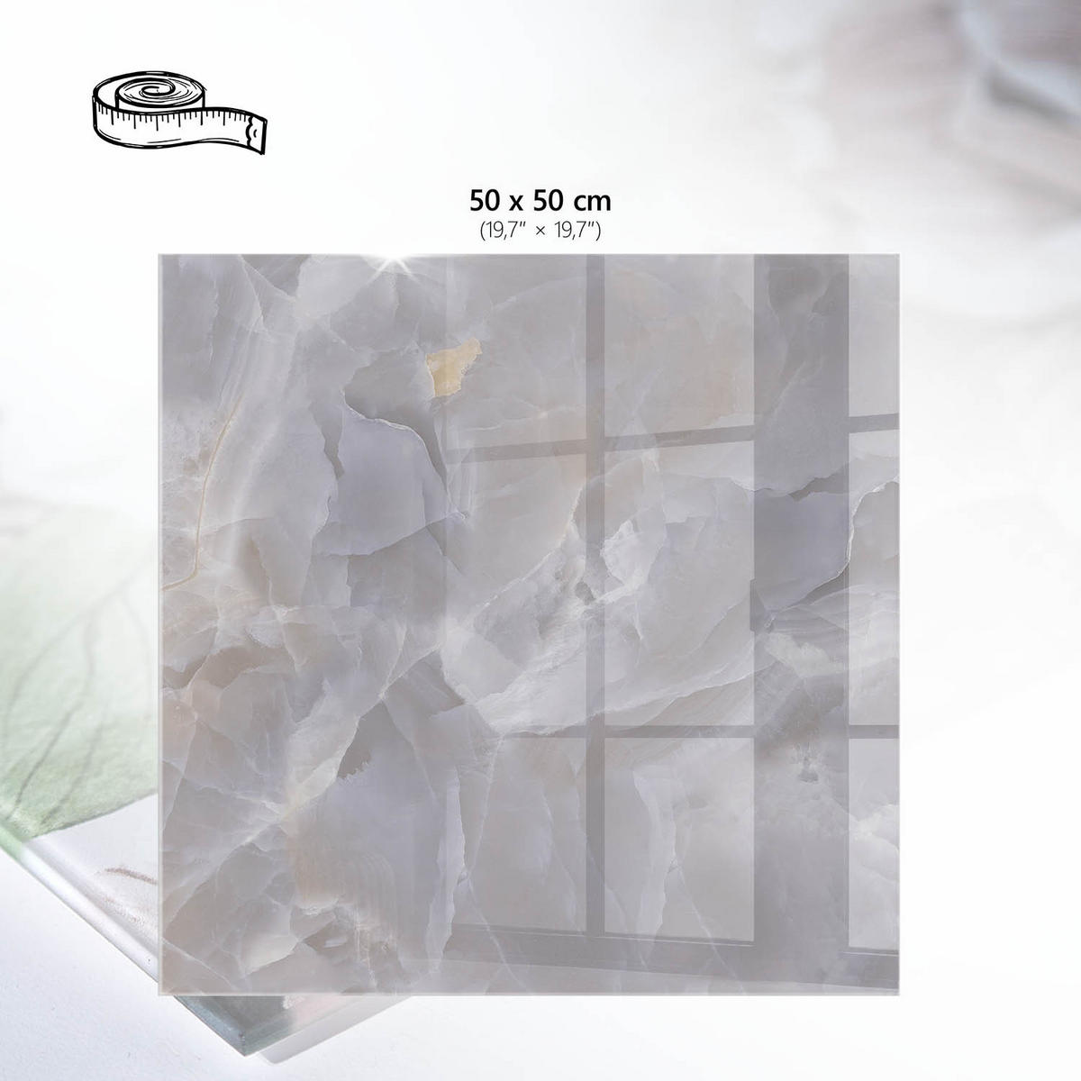 TISCHPLATTE 50x50 cm – Ein subtiler Stein - Beige, Glas (50/50/0.4cm) - Wallfluent