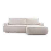 ECKSOFA SOLO Beige Boucle-Stoff mit Schlaffunktion - Beige, Holz (260/168cm) - MASSENO