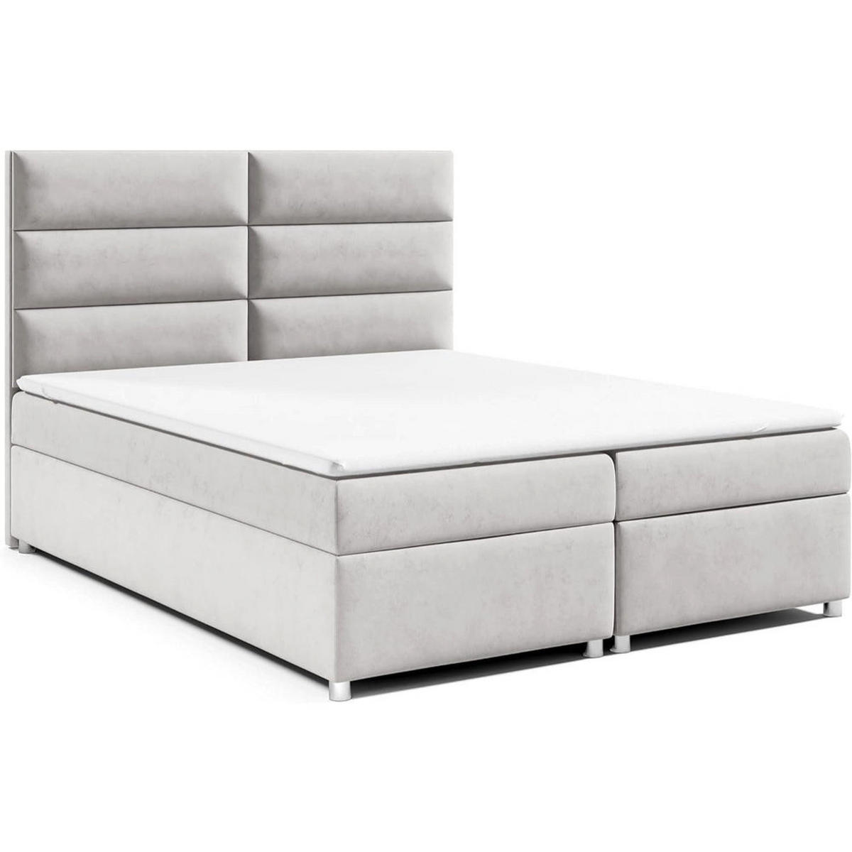 BOXBETT mit Bettkasten Trinity K-4 Bonellfederkern inkl. Topper - Silberfarben, Holz/Holzwerkstoff (140/200cm) - Best For Home