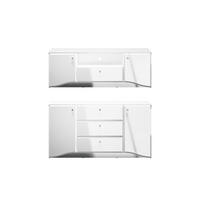 WOHNZIMMER-SET Glamour weiß / weiß hochglanz 2-teilig - Weiß Hochglanz/Weiß, Glas/Holz (320/85/41cm) - Feldmann-Wohnen