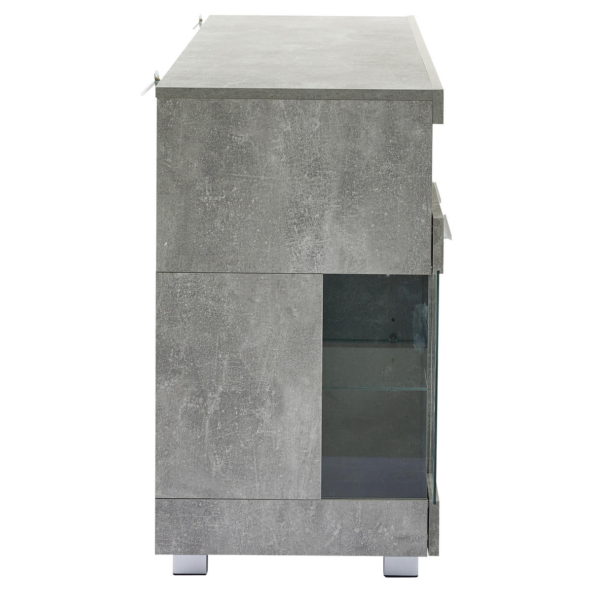SIDEBOARD 140/40/70 cm zementgrau aus MDF mit LED und Glastüren - Grau, Holzwerkstoff (140/70/40cm) - OKWISH