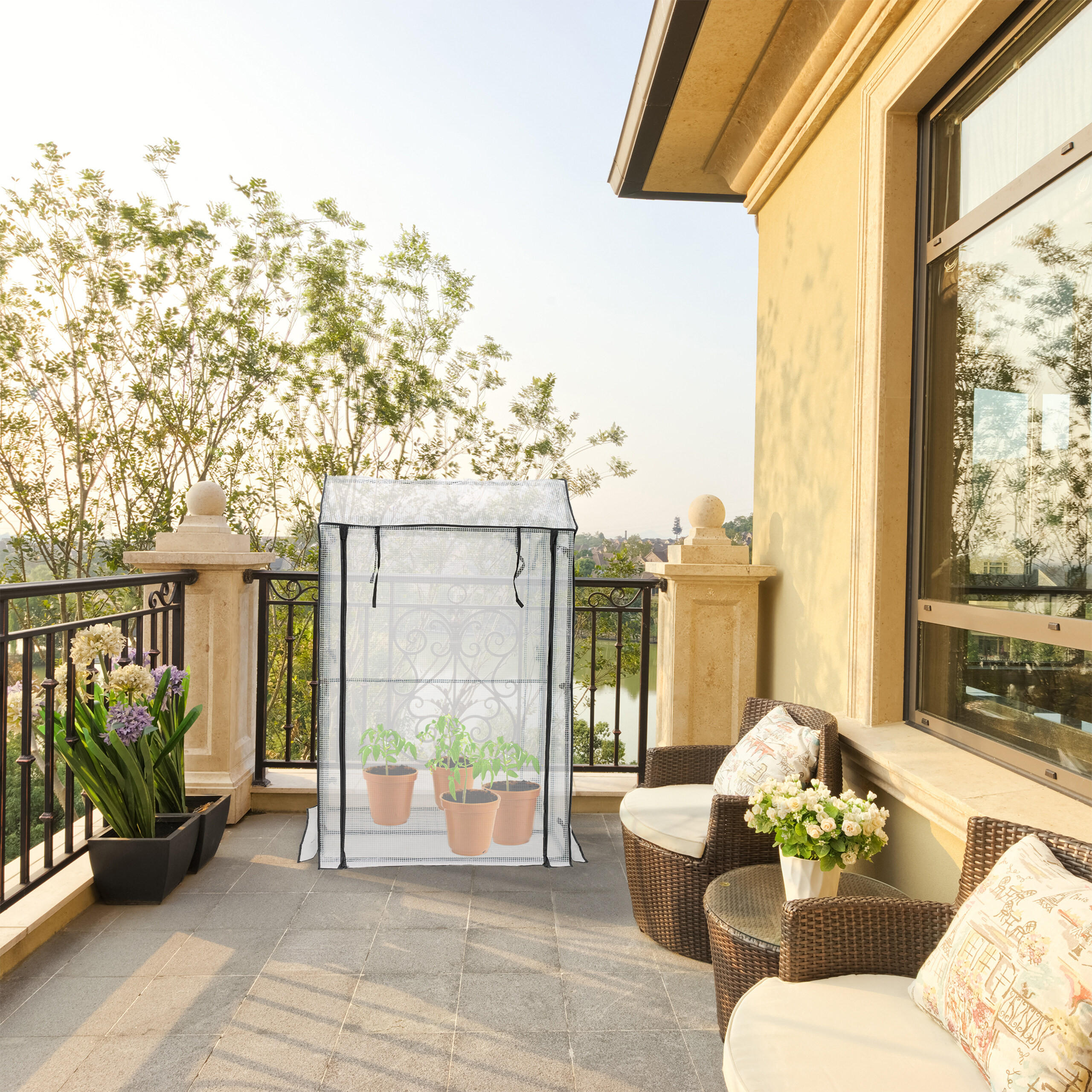 BALKONGEWÄCHSHAUS - Multicolor, Kunststoff/Metall (100/150/80cm) - Relaxdays