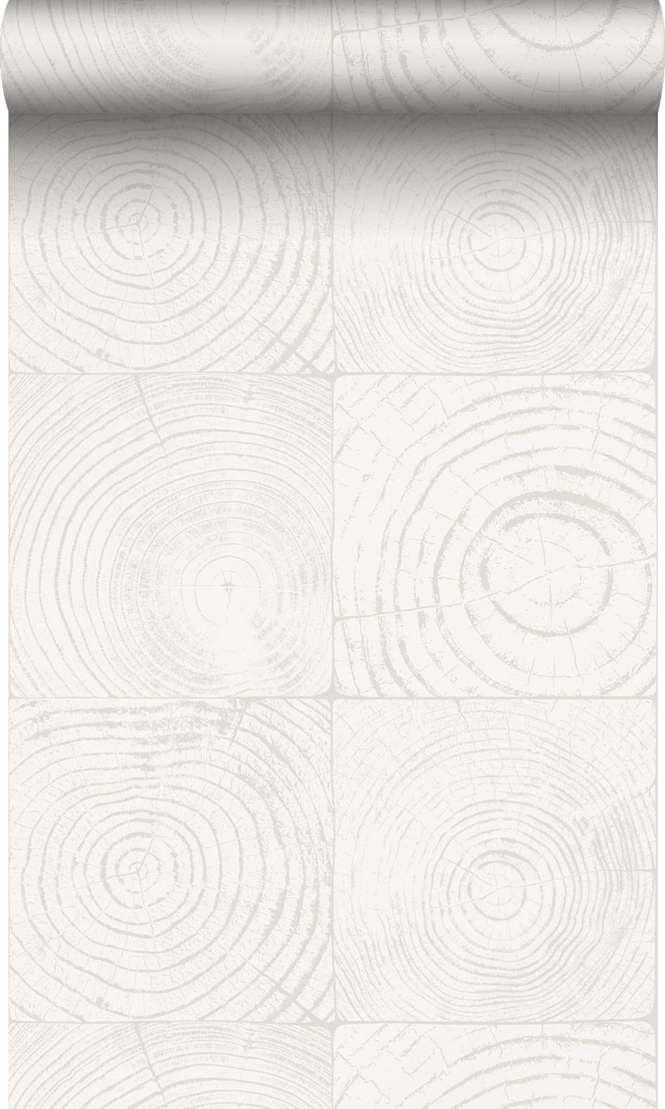 TAPETE Querschnitte von Baumstämmen 53 cm x 10.05 m - Weiß, Papier (53/1000cm) - Origin Wallcoverings