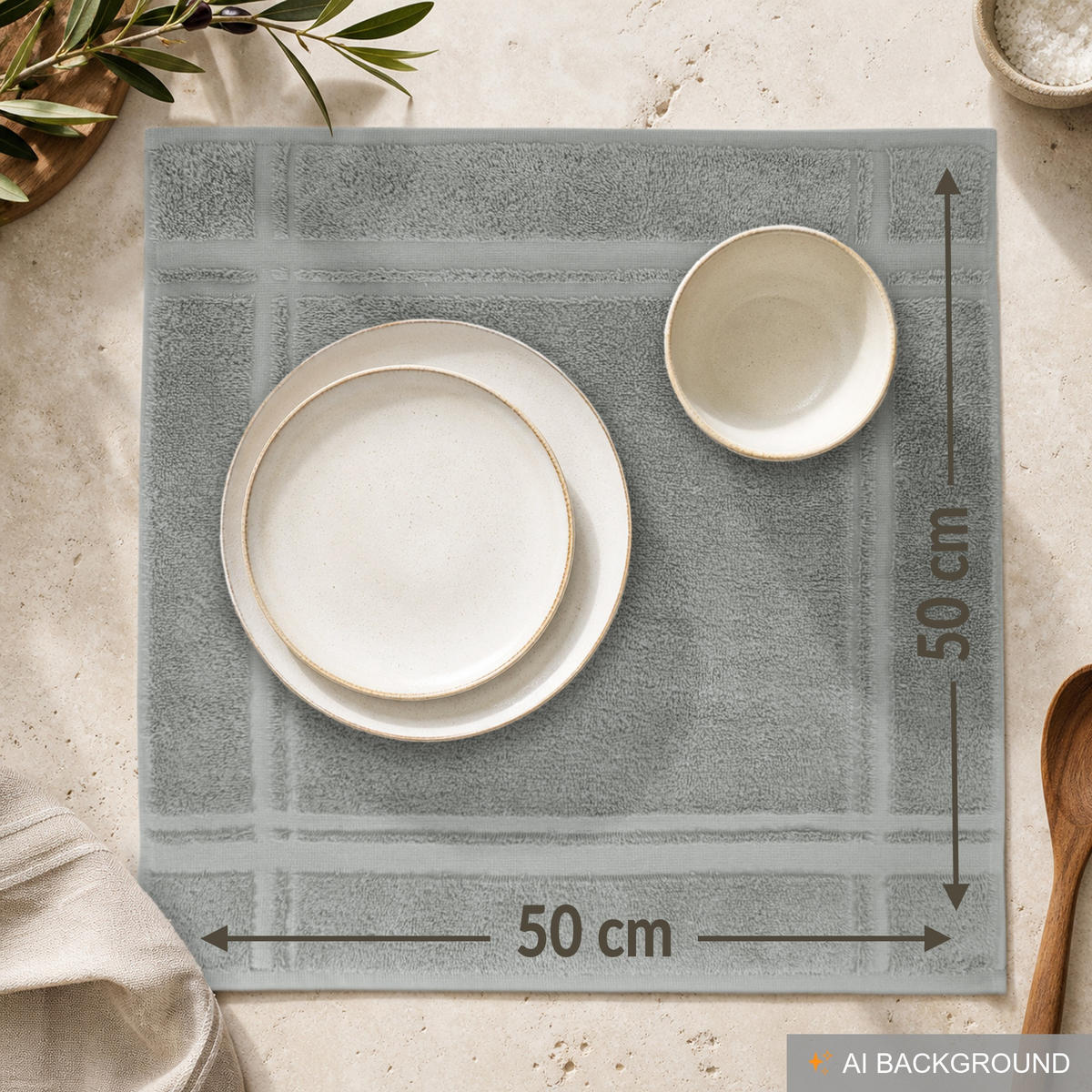 FROTTEE Küchenhandtücher 50x50 cm, 4er Set, Stein Grau - Grau, Textil (50/50cm) - Lashuma