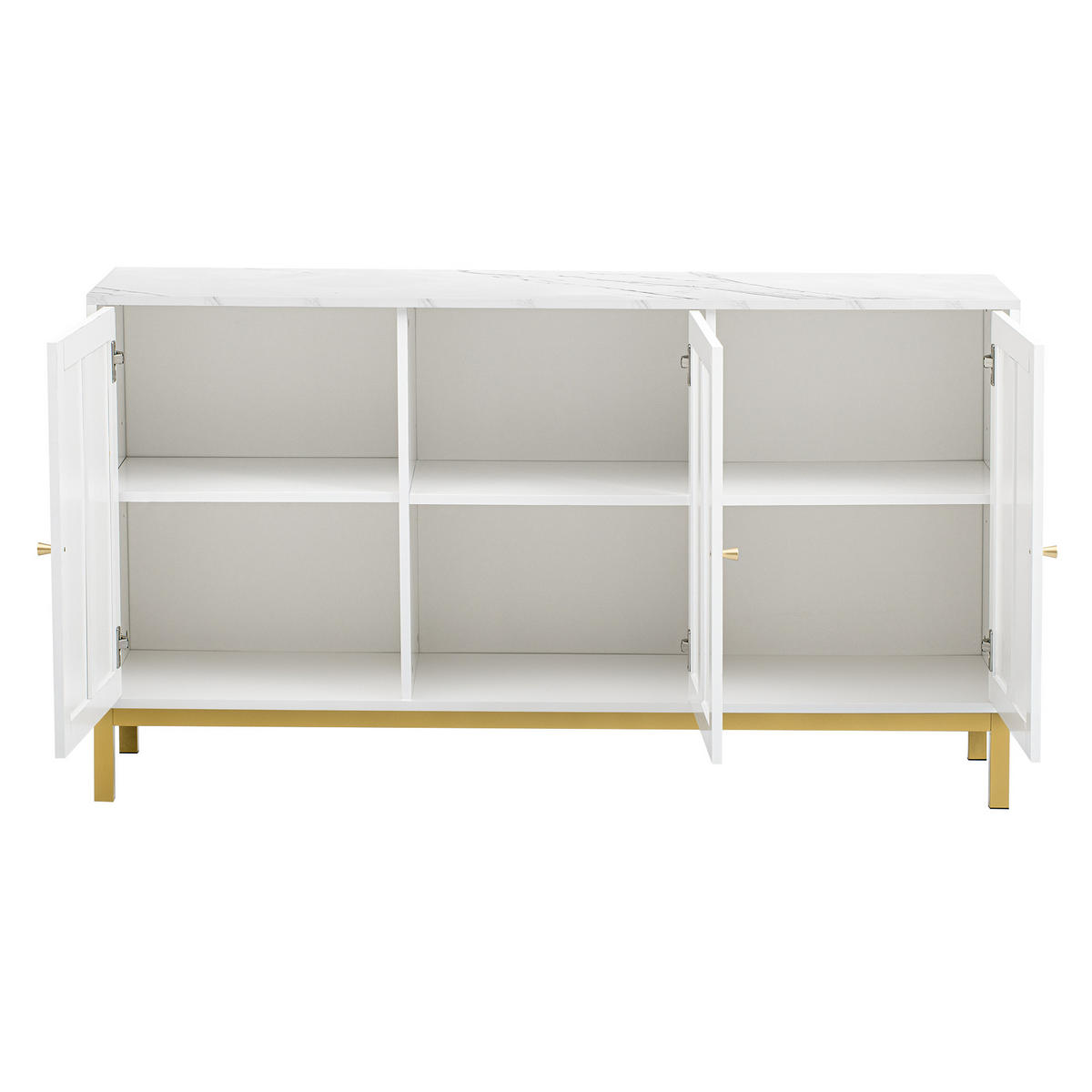 SIDEBOARD 120 cm in Weiß Kommode mit 3 Designtüren & verstellbaren Fächern - Weiß, Holzwerkstoff (140/80/39.8cm) - Urban Meuble