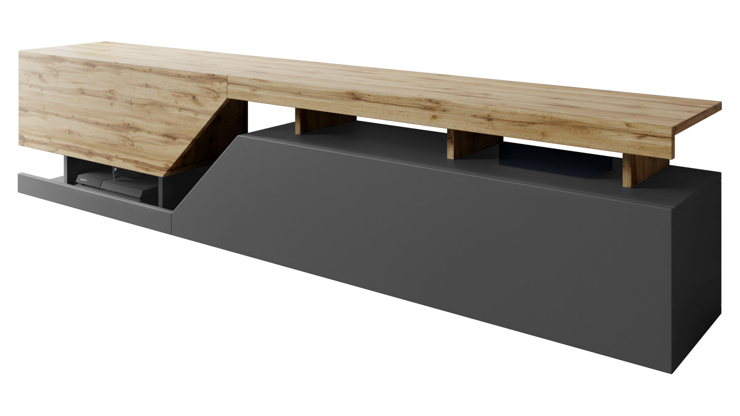TV-LOWBOARD Ceelias 200 - Anthrazit, Holzwerkstoff (200/47/35cm) - MIRJAN24