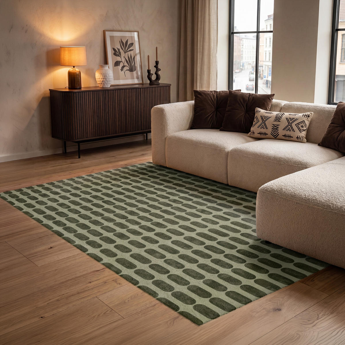 KOBERCE - Rytmické - Impact - Zelené - 140x200 cm - olivovozelená, textil/plast (140/0.4cm) - OnlyWow