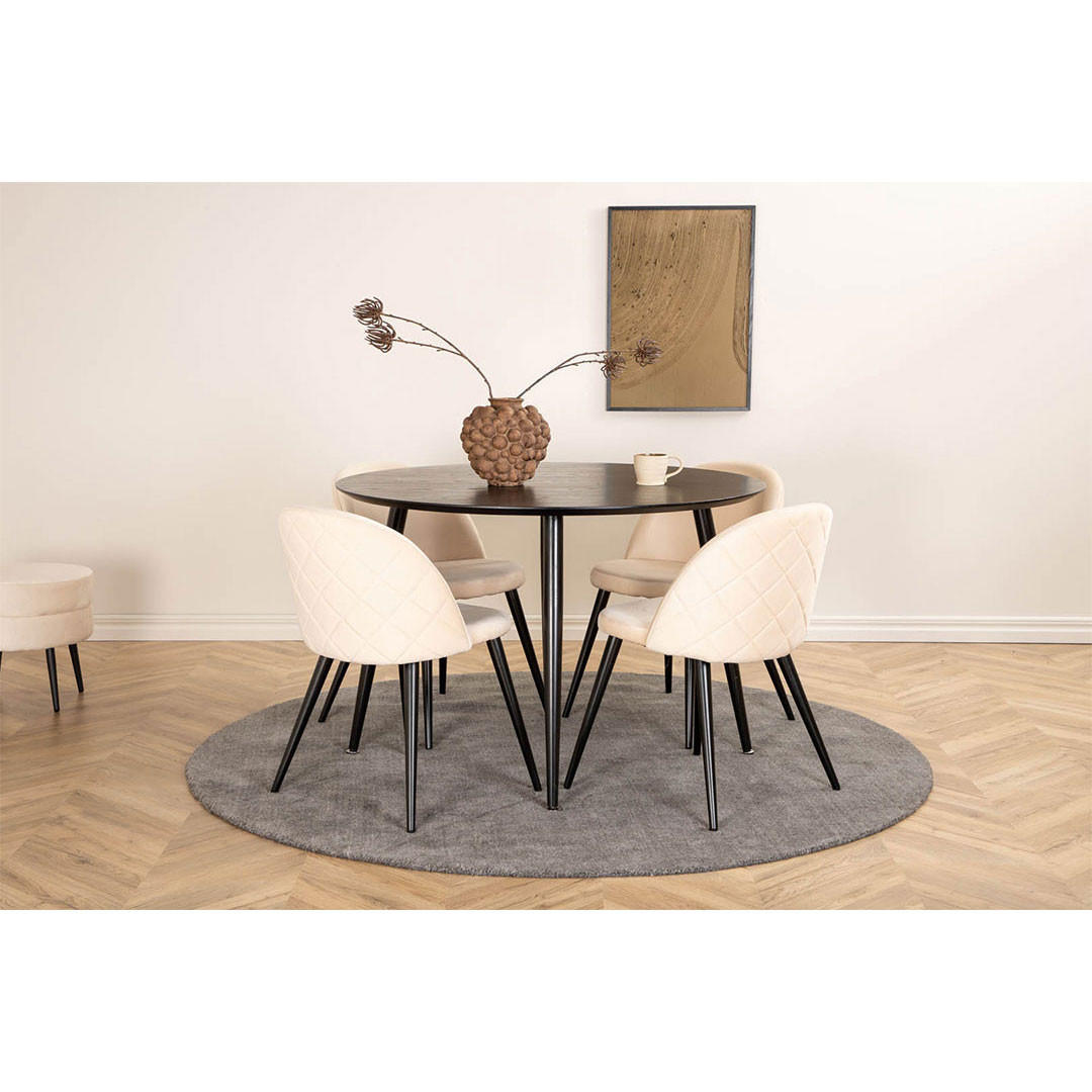 ESSGRUPPE 5-TLG. Dipp Schwarz - Schwarz, Holz/Textil (115/75/115cm) - ebuy24