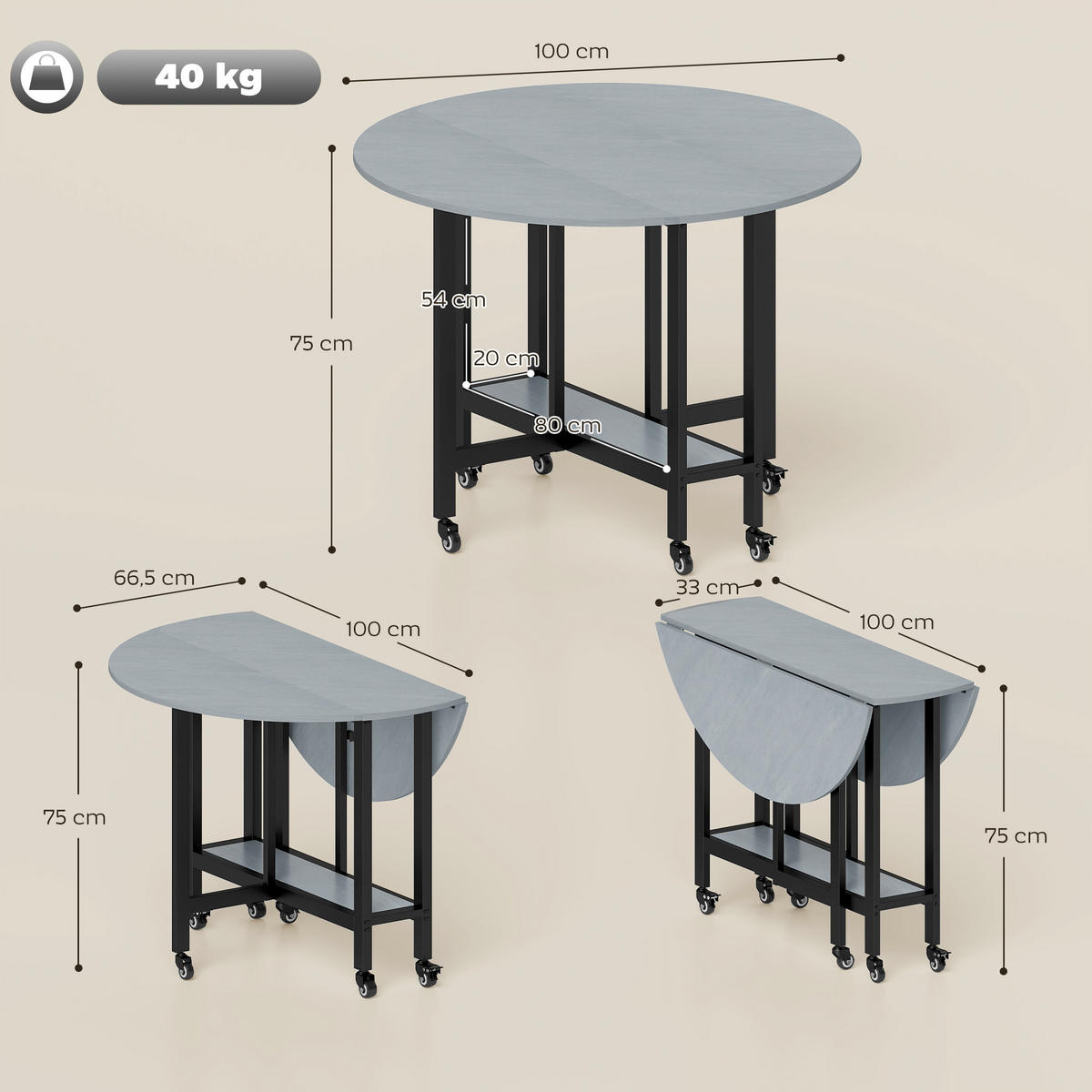 ESSTISCH Zementgrau 1 Stück - Grau, Kunststoff (100/100/75cm) - GiPP
