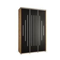 SCHWEBETÜRENSCHRANK 235,2/150/45 3-türig - Silberfarben/Schwarz, Holz/Metall (150/235/45cm) - Abiks Möbel