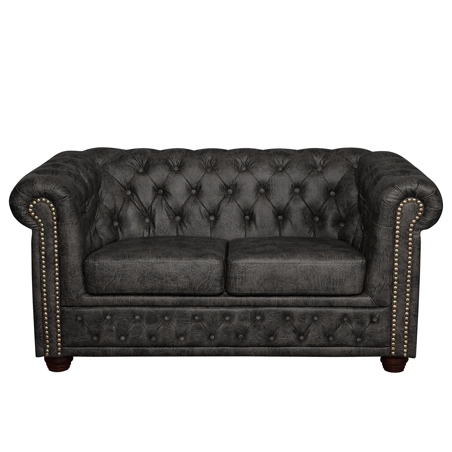 2-SITZER SOFA - Dunkelbraun/Schwarz, Kunststoff (148/72/86cm) - home24