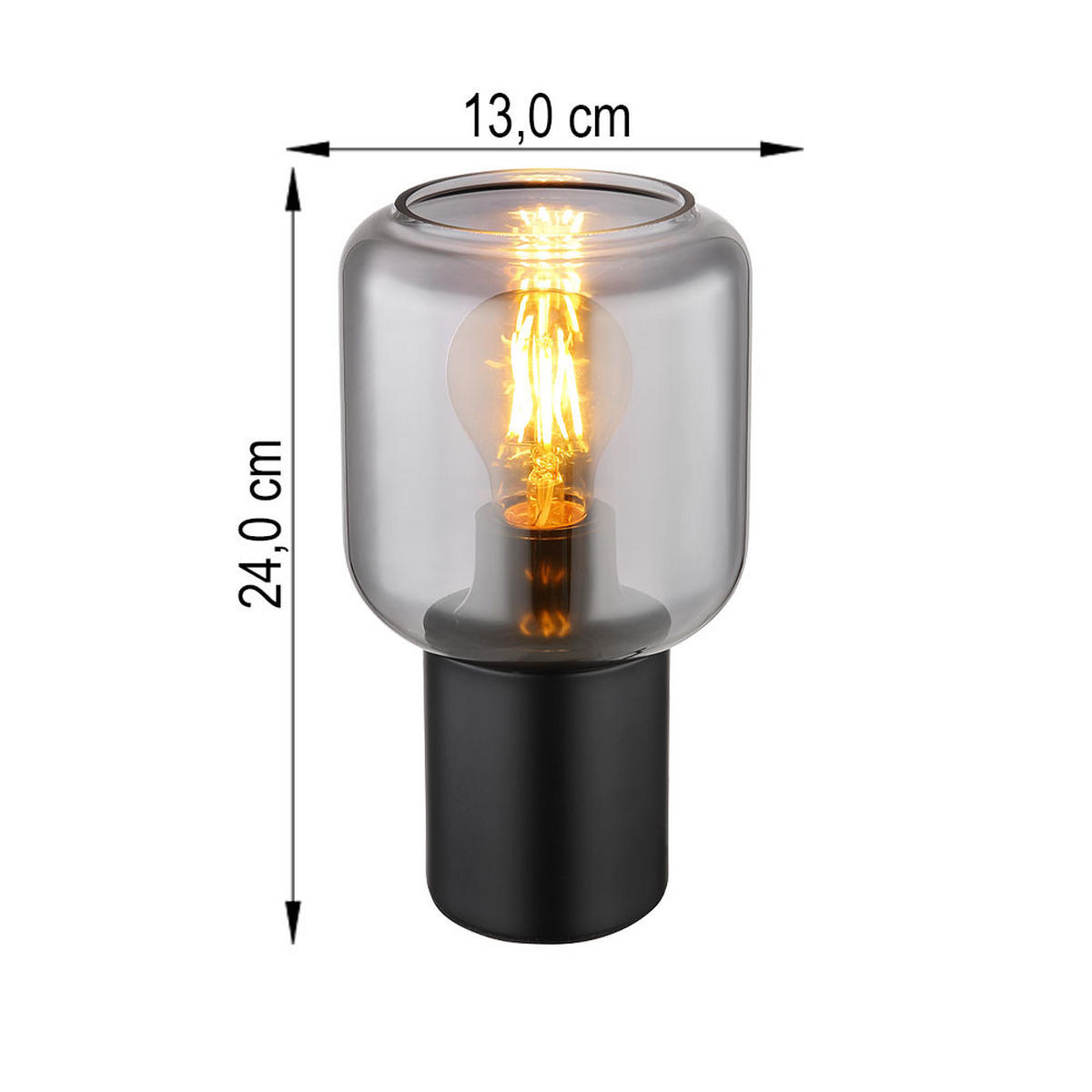 LED TISCHLEUCHTE Metall Grau 2er Set - Grau, Glas (13/13/24cm) - Globo Lighting