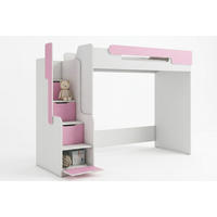 HOCHBETT ARTHUR 90/200 in Weiß/Rosa - Weiß/Rosa, Holzwerkstoff (90/200cm) - Deine Möbel 24