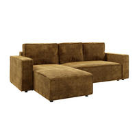 ECKSOFA BRIK 258x169 cm, Senfgelb Cord Poso, Schlaffunktion & Bettkasten - Gelb, Textil (258/169cm) - Excellent Home