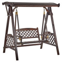 HOLLYWOODSCHAUKEL 2-Sitzer Dunkler Holzfarbton Senarica - Dunkelbraun/Goldfarben, Holz (170/177/118cm) - Beliani