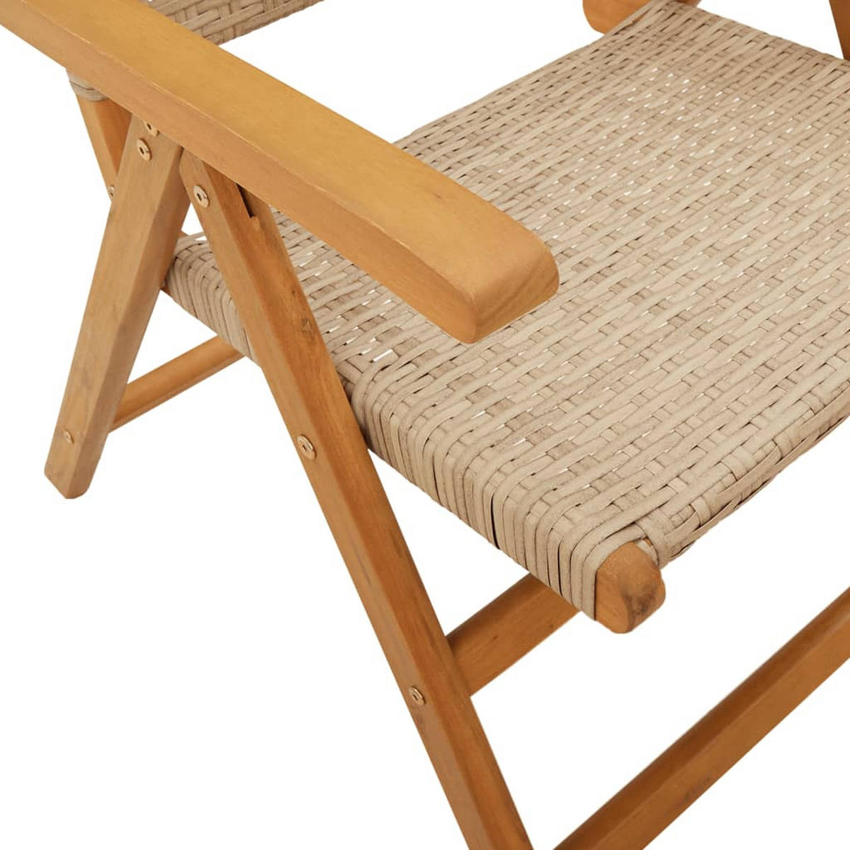 GARTENSTÜHLE 2er Set Beige Massivholz Akazie Und Poly Rattan - Beige, Holz (57/109/70cm) - vidaXL