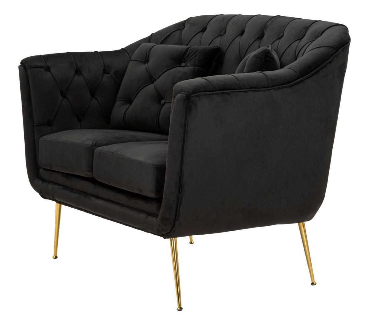 2-SITZER Sofa gepolstert Budapest - Schwarz - Schwarz, Holzwerkstoff/Kunststoff (130/91/83cm) - Pasmara