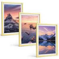 BILDER SET 3er Set - 40x60 cm Goldrahmen - Berglandschaft, See, Westen - Goldfarben, Kunststoff (40/60cm) - TULUP