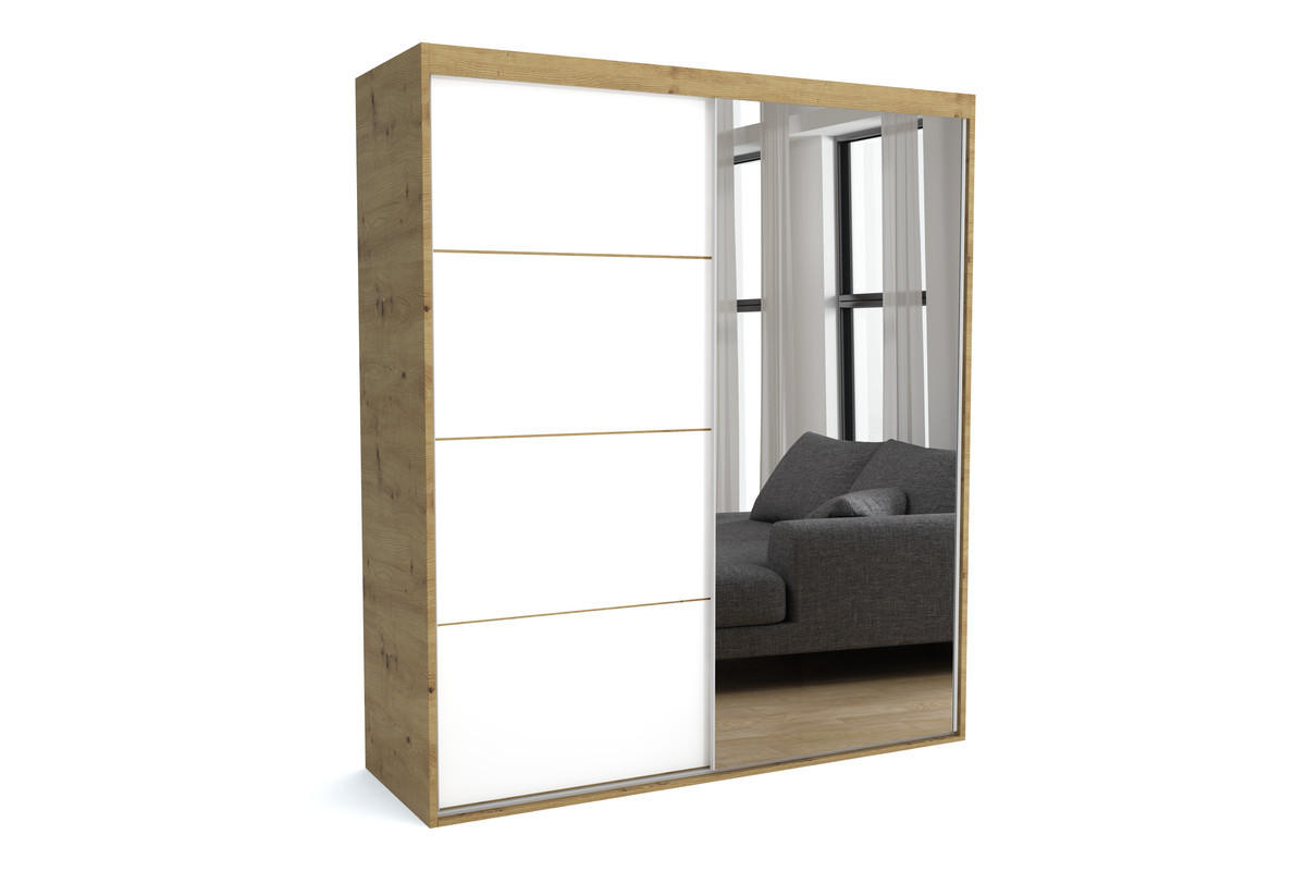 KLEIDERSCHRANK MAT C Weiß 160x60x205 cm - Weiß, Holzwerkstoff (160/205/60cm) - FURNLUX