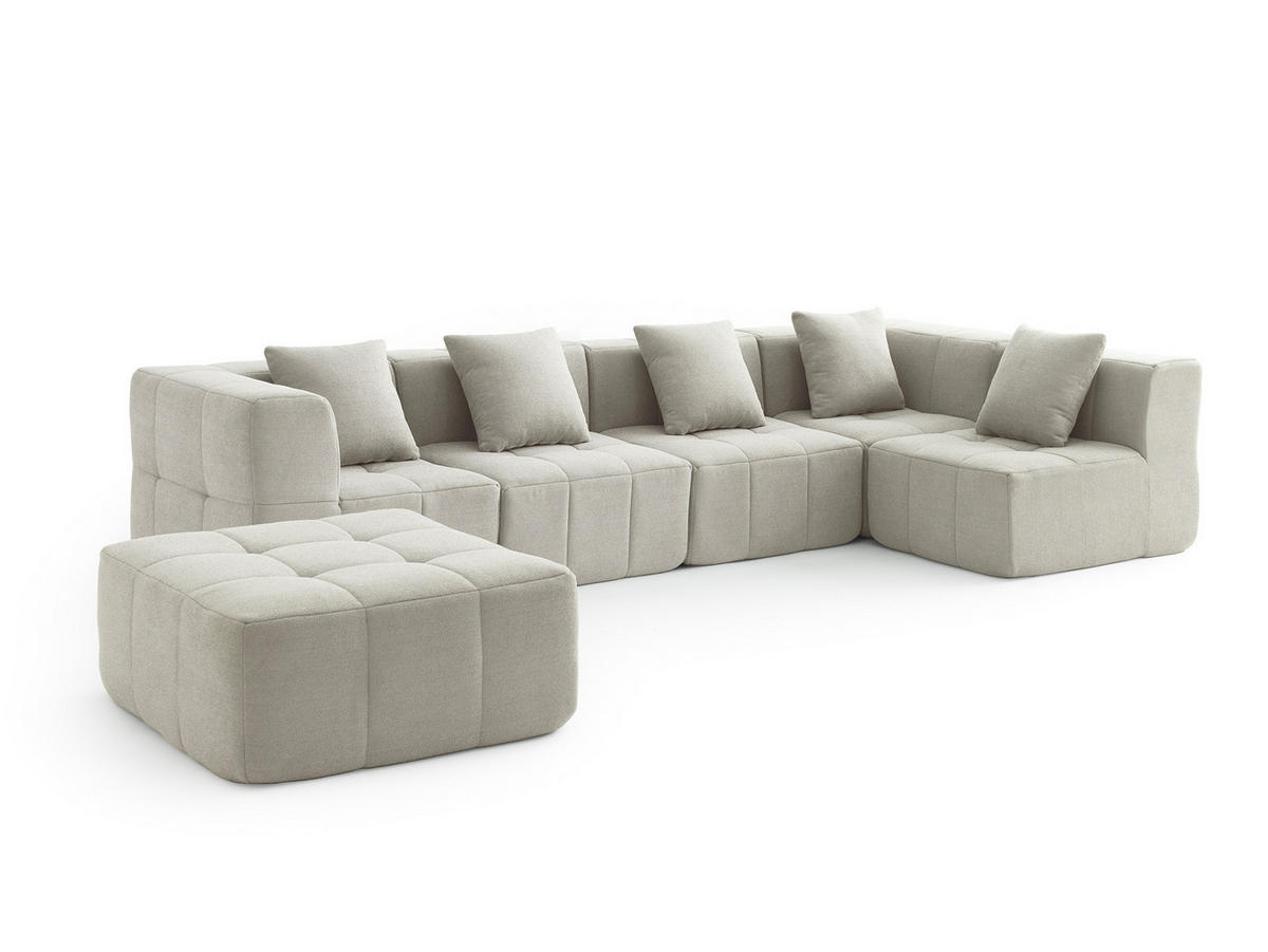 WOHNLANDSCHAFT Bouclé-Stoff Cremebeige - Beige, Textil (340/73/190cm) - MILYsofa