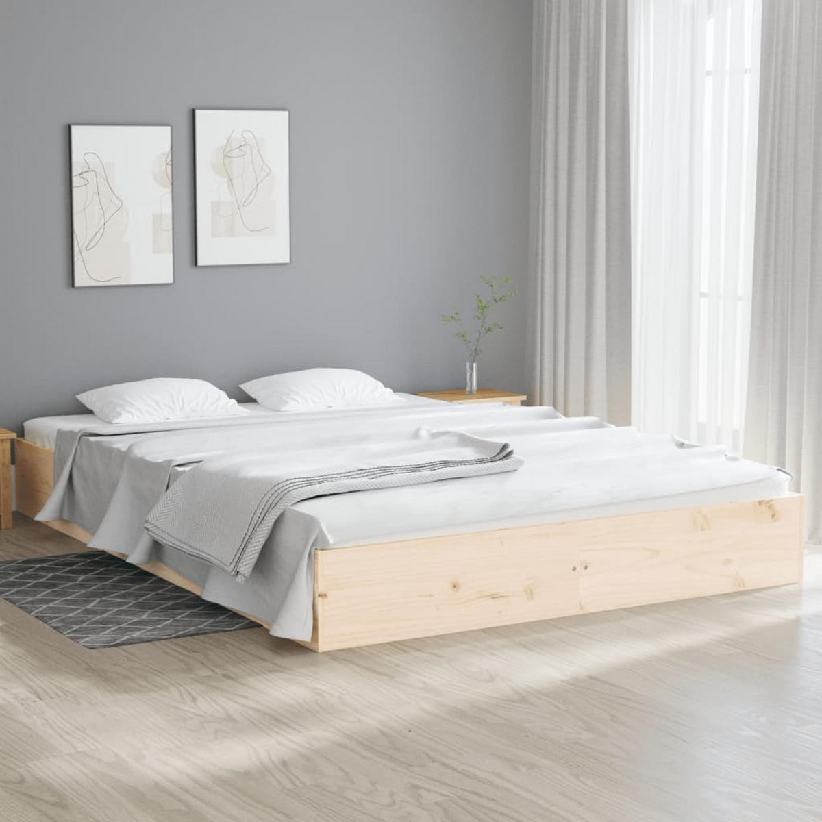 MASSIVHOLZBETT Ohne Matratze 140/200 Cm - Braun, Naturmaterialen (140/200cm) - vidaXL